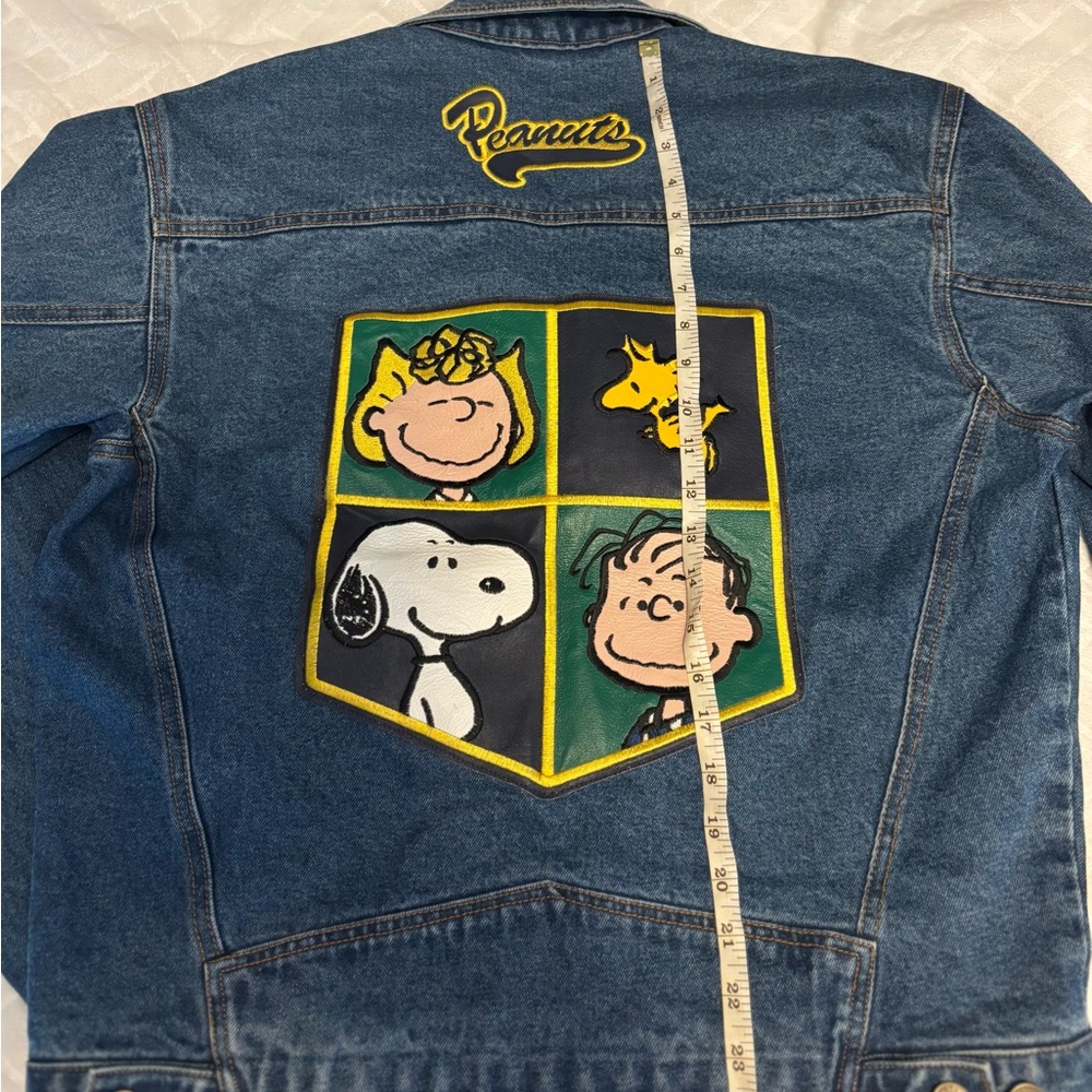 Peanuts Blue and Yellow Jean Jacket with Character Patches